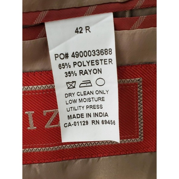 IZOD Men's Blue Polyester Single Breasted Two Buttons Fitted Jacket Blazer 42R - Picture 6 of 9